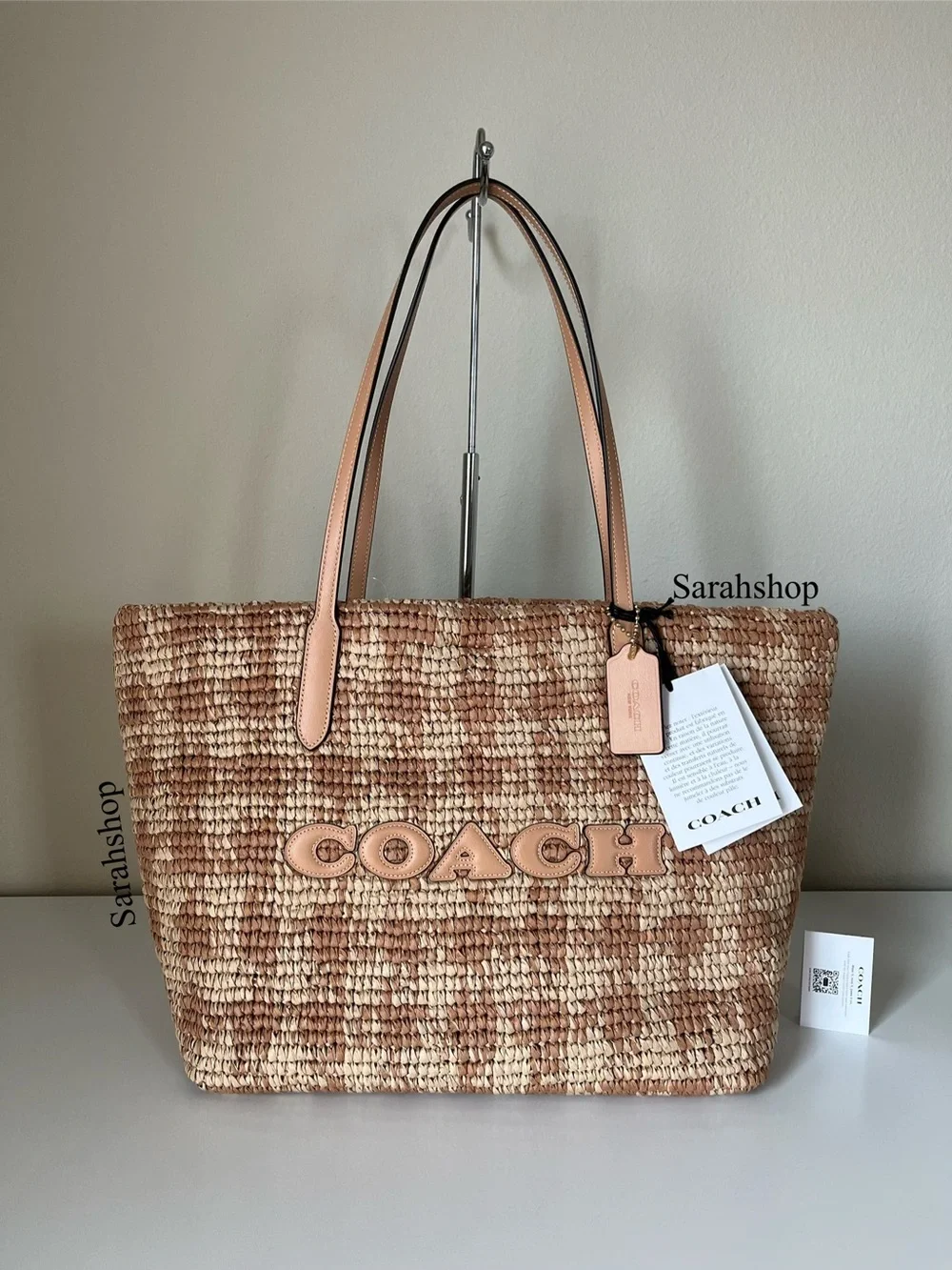 ✅Coach City Tote Bag With Gingham Print